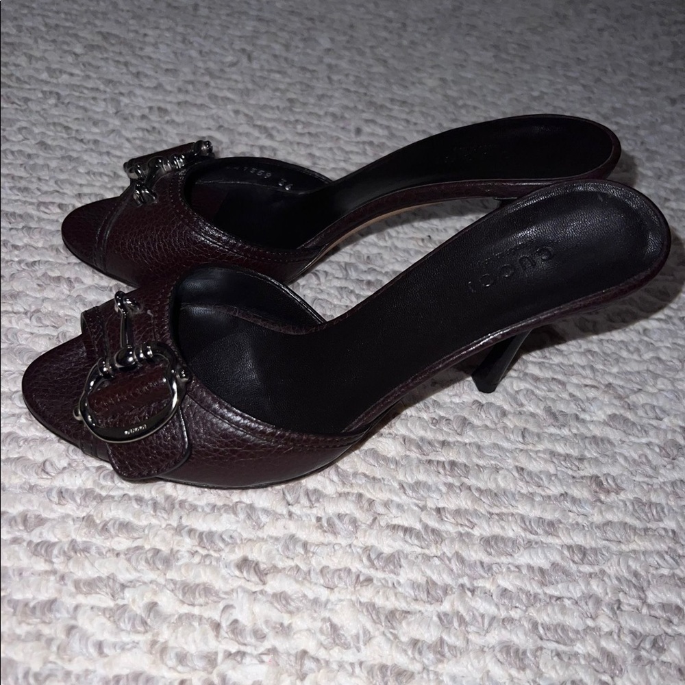 Brown Heeled Slide - Picture 2 of 3